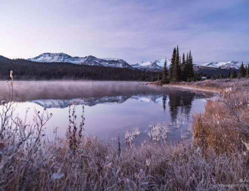 Frosty morning with haze over White Lake, BC, Canada