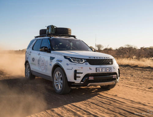 Land Rover Discovery 5 in the wild, Khaudum National Park, Namibia